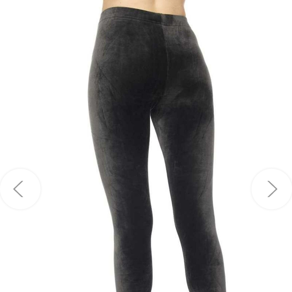 Hunter Green Solid Brushed Velour Velvet Leggings - Picture 6 of 12